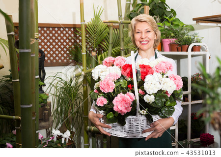 Adult female florist holding a basket 43531013