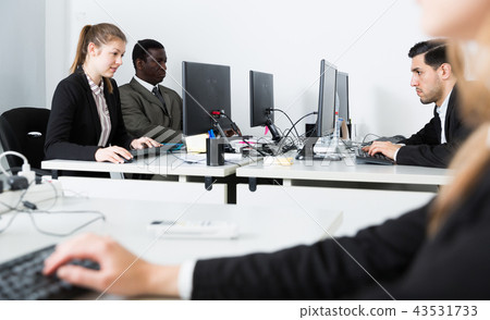 Group of adult business people during daily work Group of adult business people during daily work 43531733