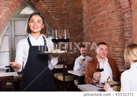 Female waiter in country restaurant 43532372