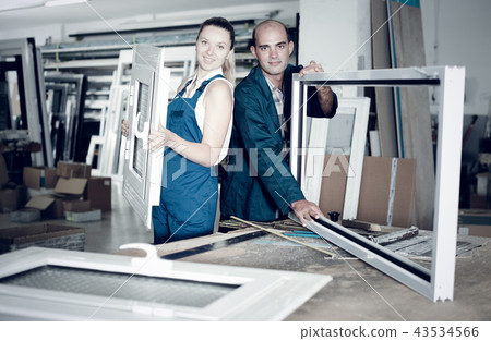 Brigade of two people working at workshop Brigade of two people working at workshop 43534566