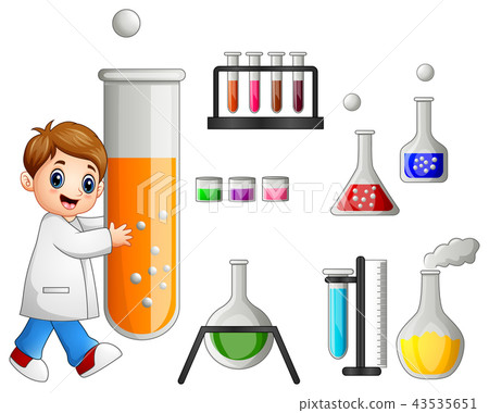 Young scientist holding test tube and laboratory e Young scientist holding test tube and laboratory e 43535651