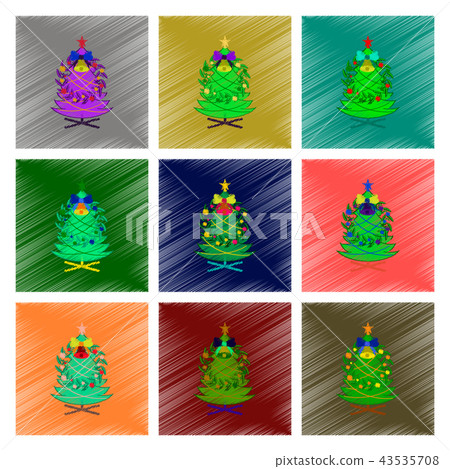 assembly flat shading style illustration Christmas fir wreath 43535708