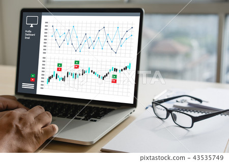 Business Man Sales Increase Revenue Shares and 43535749