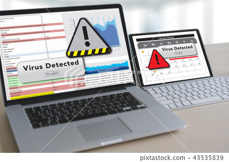 Hacker Protection Concept Man working on laptop 43535839