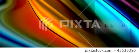 Rainbow fluid abstract shapes, liquid colors design, colorful marble or plastic wavy texture 43536350