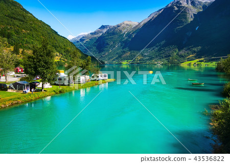 Norway, Olden camping and fjord landscape 43536822
