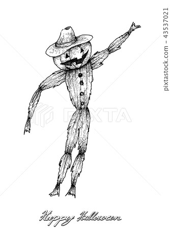 Hand Drawn of Scarecrow For Halloween Celebration Hand Drawn of Scarecrow For Halloween Celebration 43537021