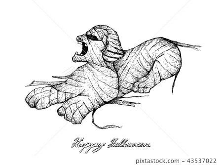 Hand Drawn of Sphinx Mummy on White Background Hand Drawn of Sphinx Mummy on White Background 43537022