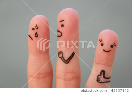 Fingers art of couple during quarrel. Fingers art of couple during quarrel. 43537542