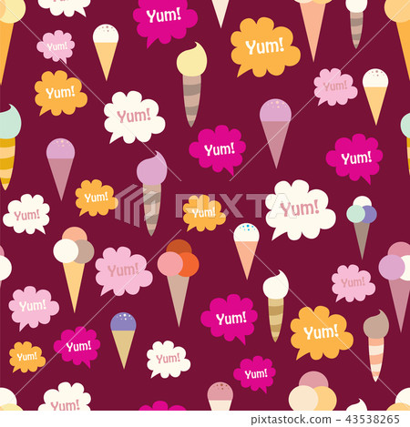 Lovely ice - cream cones seamless background pattern 43538265