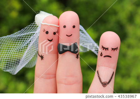 Finger art of Happy couple to get married. Finger art of Happy couple to get married. 43538967