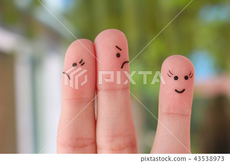 Finger art of family during quarrel. Finger art of family during quarrel. 43538973