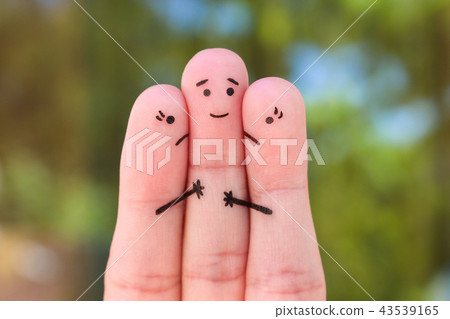 Fingers art. two women fight over one man. Fingers art. two women fight over one man. 43539165