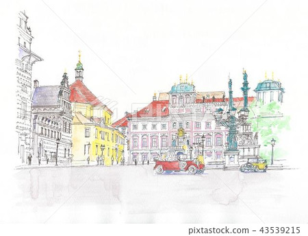 Sightseeing taxi on a classic car on the Old Town Square in Prague 43539215