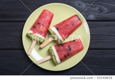 Homemade popsicle with watermelon Homemade popsicle with watermelon 43540658