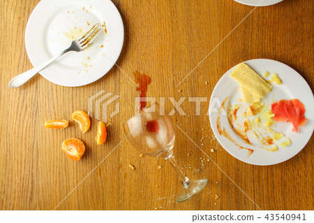 Messy table after party. Leftover food, Messy table after party. Leftover food, 43540941