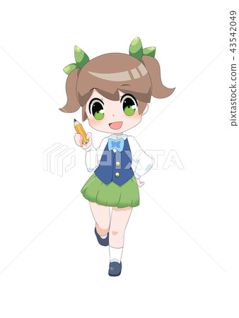 拿著鉛筆的學生女孩 43542049