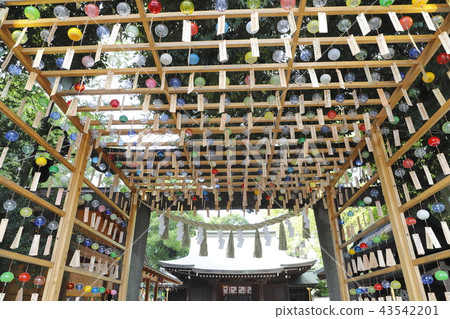 Wind bells held up in a shrine 43542201