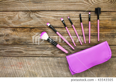 Cosmetic bag and makeup brushes. Cosmetic bag and makeup brushes. 43543505