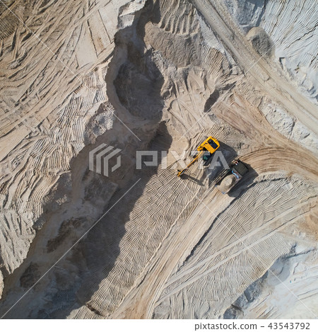 Aerial view of sand quarry with bulldozer Aerial view of sand quarry with bulldozer 43543792
