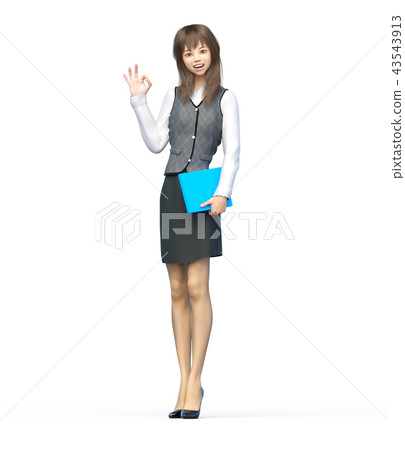 好標誌企業女孩perming3DCG例證材料 好標誌企業女孩perming3DCG例證材料 43543913