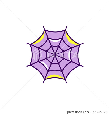 Spider web Halloween icon. Colorful flat cobweb icon, Spiderweb symbol. Thin line art design, Vector Spider web Halloween icon. Colorful flat cobweb icon, Spiderweb symbol. Thin line art design, Vector 43545323