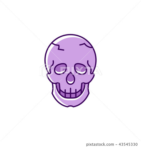 Skull icon, Colorful flat skull logo. Thin line art design. Vector outline illustration 43545330
