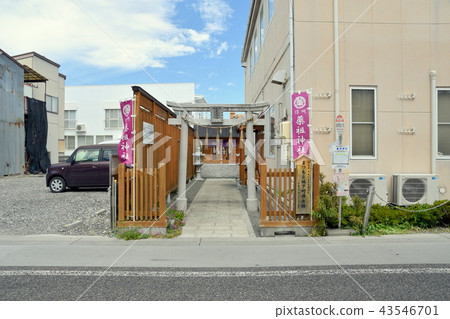Matsumoto Castle town Yusui group Yazu Shrine and the fountain Yakusui of sunrise 43546701