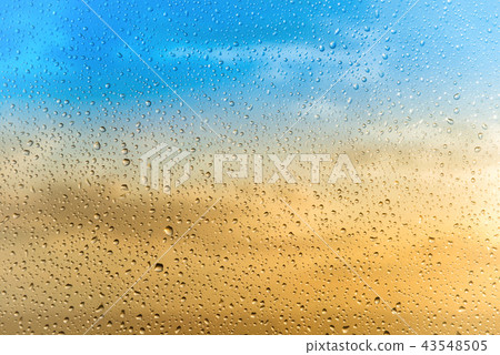 Beautiful sunset with water rain drops 43548505