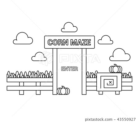Corn maze party. Vector in a line. 43550927