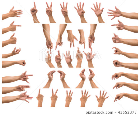 Various gesture of Men hand over white background, include clipp 43552373