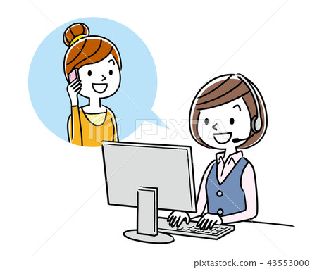 圖庫插圖:呼叫中心夫人雌 圖庫插圖:呼叫中心夫人雌 43553000