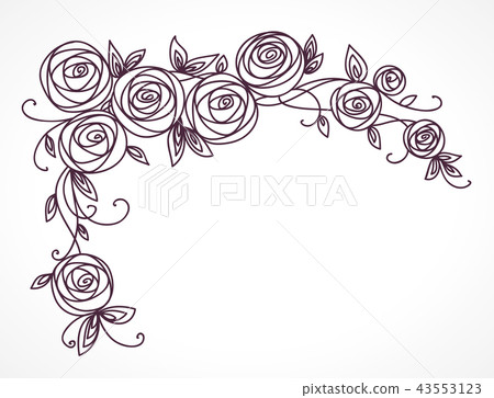 Stylized rose flowers bouquet. Branch of flowers 43553123