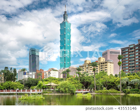 Skyline of Taipei city with the Chinese garden Skyline of Taipei city with the Chinese garden 43553146