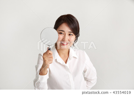 A magnifying glass holding a twenties, thirties business woman, magnifying glass, hype, A magnifying glass holding a twenties, thirties business woman, magnifying glass, hype, 43554019