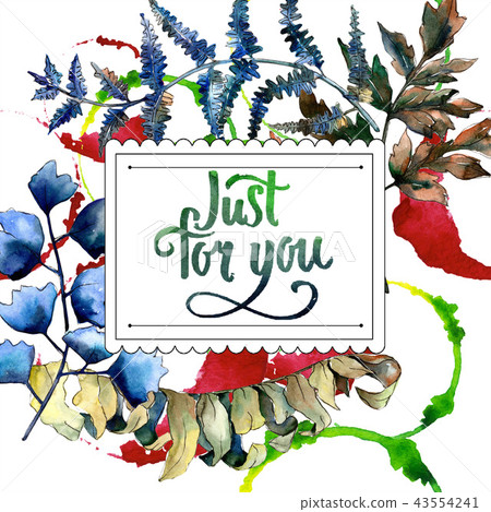 Blue fern leaves. Leaf brake plant botanical garden floral foliage. Frame border ornament square. Blue fern leaves. Leaf brake plant botanical garden floral foliage. Frame border ornament square. 43554241