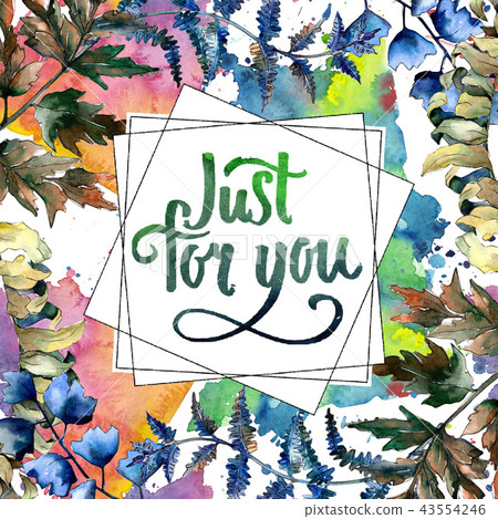 Blue fern leaves. Leaf brake plant botanical garden floral foliage. Frame border ornament square. Blue fern leaves. Leaf brake plant botanical garden floral foliage. Frame border ornament square. 43554246