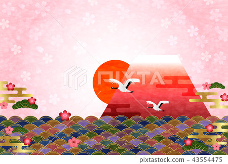 Mt. Fuji sunrise New Year's card background 43554475