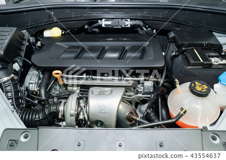 The powerful engine of a car. The powerful engine of a car. 43554637