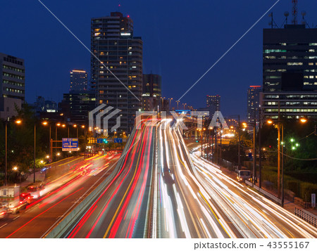 阪神高速公路夜視圖在中央區,大阪市 阪神高速公路夜視圖在中央區,大阪市 43555167