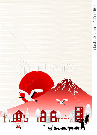 富士山新年的卡片背景 富士山新年的卡片背景 43555665