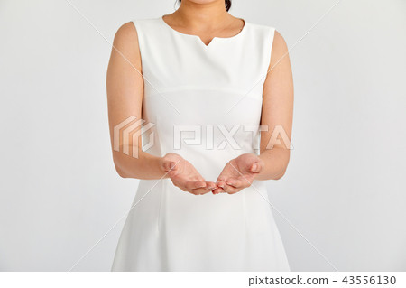 拿著手掌的商品，20多歲，30多歲的女商人，空空的手， 43556130