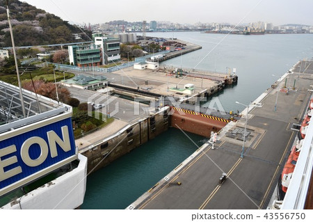 Lock gate of Incheon port in Korea and Incheon city Lock gate of Incheon port in Korea and Incheon city 43556750
