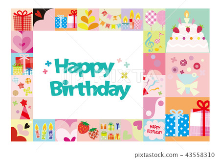 HAPPY BIRTHDAY frame background post card - Stock Illustration [43558310] -  PIXTA