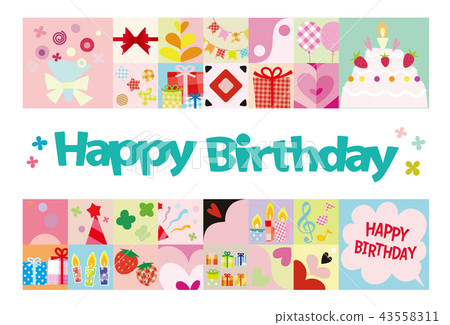 HAPPY BIRTHDAY frame background post card - Stock Illustration [43558311] -  PIXTA