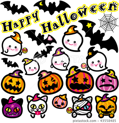 Halloween pumpkin bat cat ghost set 43558485