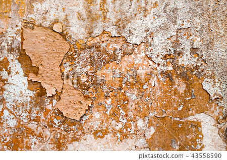 peeling brown paint on old wall 43558590