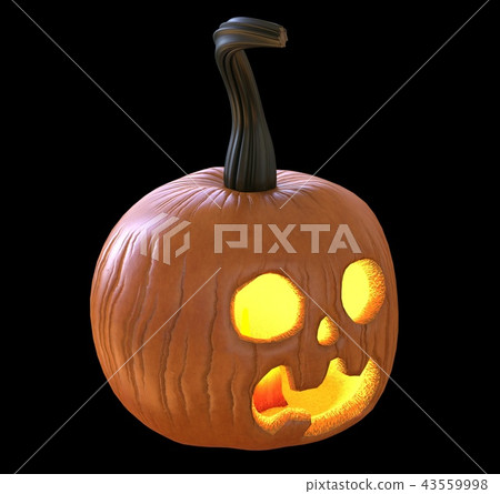 Jack O' Lantern Pumpkin isolated on black background 3D illustration Jack O' Lantern Pumpkin isolated on black background 3D illustration 43559998