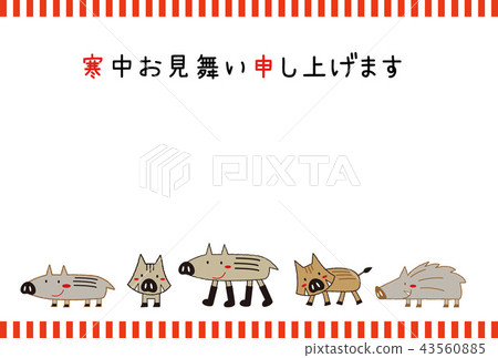 Ink friendly New Year's card greetings during the cold season zodiac sign 43560885