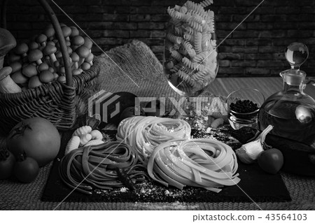 Italian food ingredients (fusilli, fettuccine, linguine) Italian food ingredients (fusilli, fettuccine, linguine) 43564103